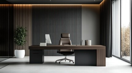 Fototapeta premium Modern Office Interior with Desk and Chair