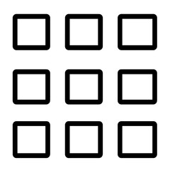 A grid of nine blank squares is organized in a three-by-three formation, presenting a clean and minimalist aesthetic suited for user interface design