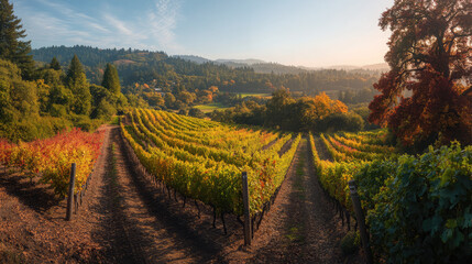 Fototapeta premium A beautiful landscape with a vineyard in the background