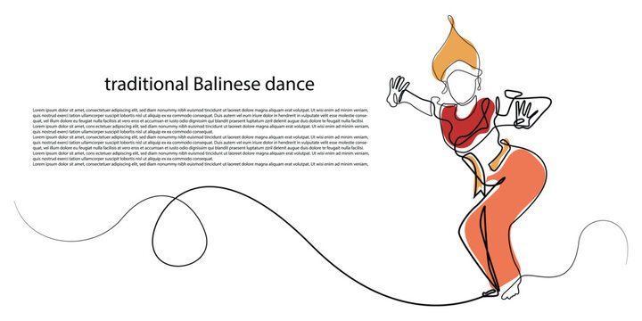 line art of balinese dancers.one line drawing of balinese dancers with color.vector illustration of balinese dancers at a performance