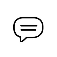 This icon features a minimalist design of a speech bubble containing two horizontal lines, symbolizing text or dialogue, ideal for chat interfaces