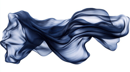 Fototapeta premium A digital art piece depicting flowing fabric in shades of blue and white, creating sense of movement and elegance. smooth textures evoke feeling of tranquility and grace