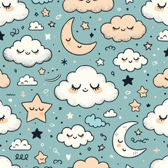 Naklejka premium seamless pattern with clouds