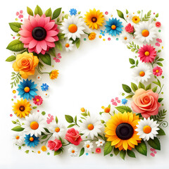 a frame with flowers.