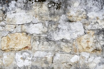 Obraz premium Weathered Stone Wall with Cracks and White Patches