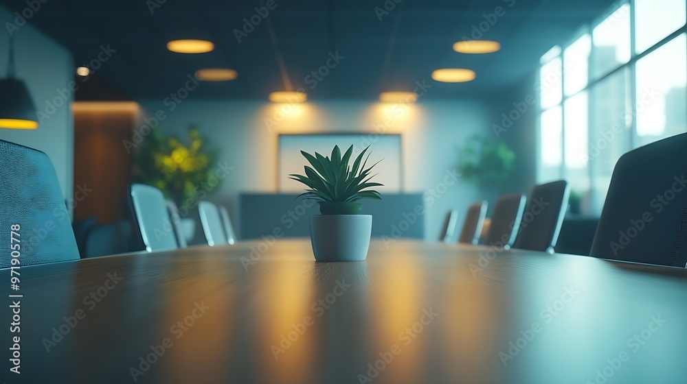 Aufkleber an empty meeting room and conference table : generative ai
