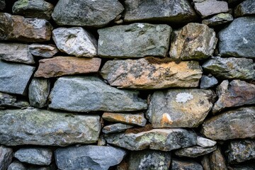 Close-up of a Stone Wall with Moss and Lichen