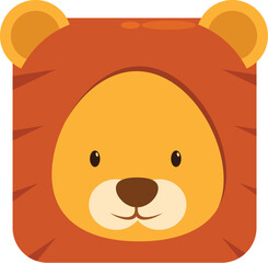 Cartoon lion face is smiling in this colorful illustration great for kids projects