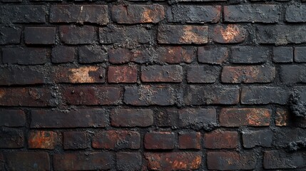 Obraz premium Weathered Brick Wall with Dark Mortar