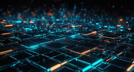 Obraz premium Futuristic tech network glow abstract background