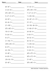 Math Worksheet - Multiple Operations_Course_091