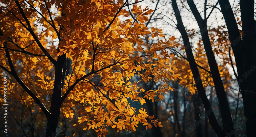 Canvas Prints Glowing autumn tree branches abstract background