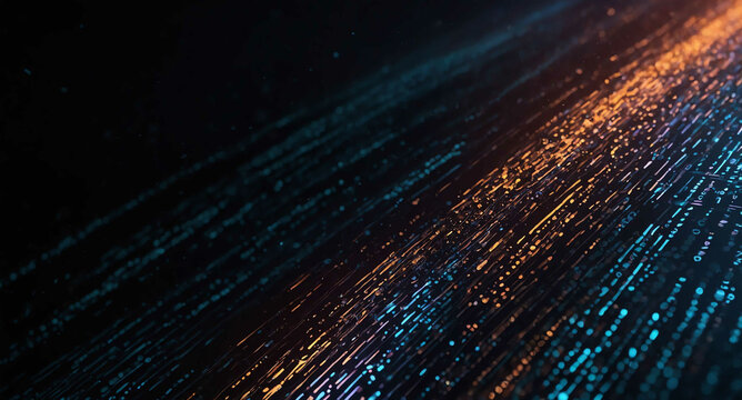Glowing binary code stream abstract background