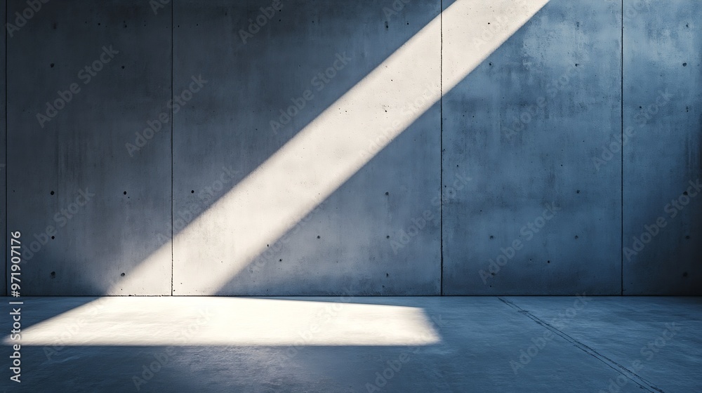 Leinwandbilder Light and Shadow on the Corner surface of Concrete Wall in Empty Room perspective Side view and Minimal background style : Generative AI