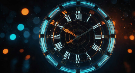 Naklejka premium Glowing clock face countdown abstract background