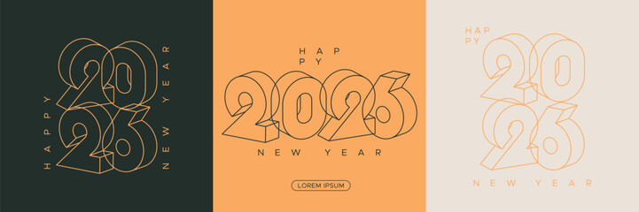 Typography line logo of 2026 new year celebration square template