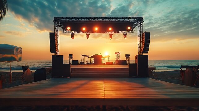Outdoor concert stage on the beach : Generative AI