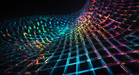 Glowing hologram grid swirl abstract background