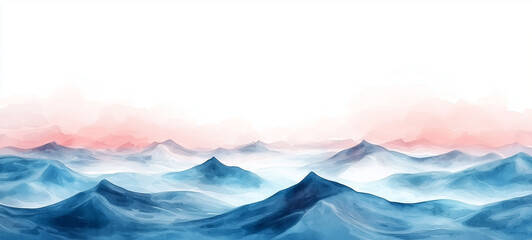 gentle waves, isolated on a white background, watercolor style