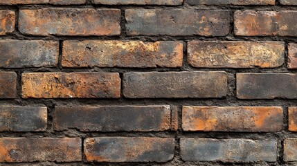 Obraz premium Weathered Brick Wall with Uneven Mortar Joints