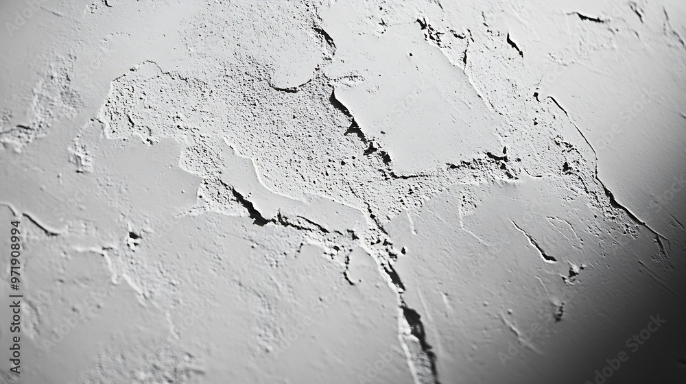 Aufkleber Closeup of a smooth grey plastered wall Prepared surface There is an angle light and shadow Background Blank : Generative AI