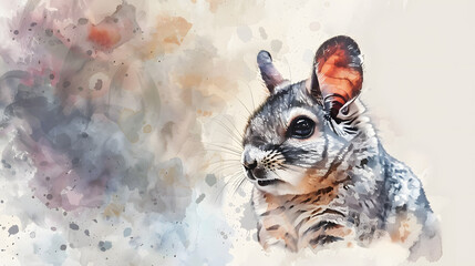 Chinchilla cute Watercolor painting style