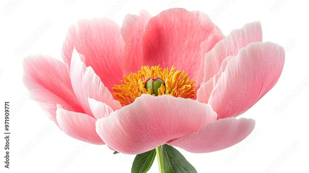 Poster Peony  flower  on a  white isolated background with clipping path Closeup For design Nature : Generative AI