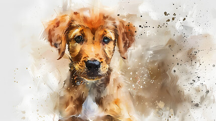 Dog cute Watercolor painting style