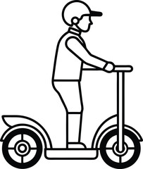 Silhouette of Driving a Segway - Vector illustration Icon on black and white.