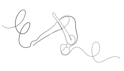 one continuous line drawing of athlete diving. one line drawing of athlete jumping from swimming pool diving board. vector line diving competition. isolated white background