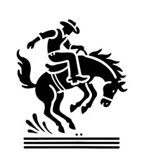 cowboy rodeo horse engraving black and white outline