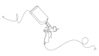 Obraz premium continuous line of paint spray tool.one line drawing of paint spray vector.one line paint repair concept.single line vector illustration