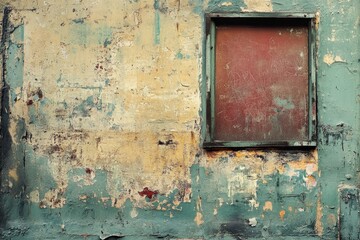 Naklejka premium Weathered Wall with Peeling Paint and a Window Frame