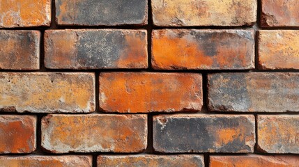 Obraz premium Close-up of a Brick Wall with Varying Colors and Textures