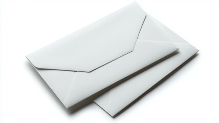 Two white envelopes are sitting on a white background
