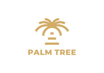 palm tree with stairs abstract logo design template