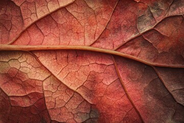 Fototapeta premium Close-Up View of Red and Brown Leaf Veins