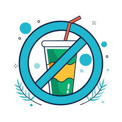 No straws sign, illustration of anti-plastic campaign
