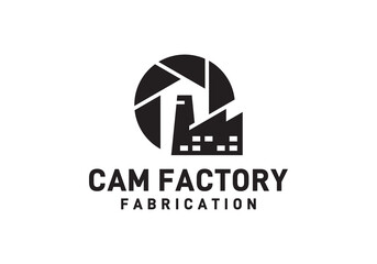 factory with camera video logo design template