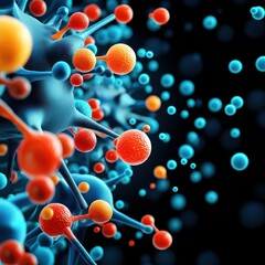 A digital rendering of the interaction between human cells and probiotics