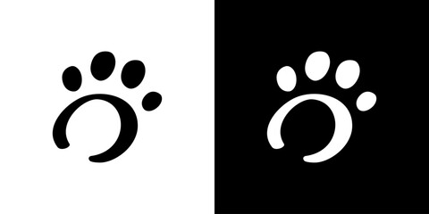 Paw icon abstract vector. Pet footprint cat dog puppy logo