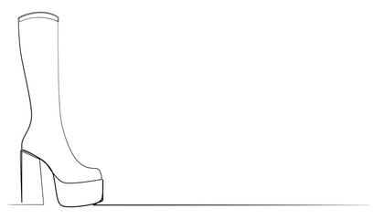 continuous line of women's boots.one line drawing of leather boots for women.singers,artists,public figures.urban woman style line vector illustration.