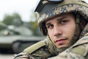 Canadian soldier military army in camouflage uniform at conflict war