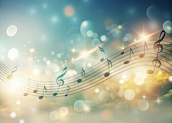 Softly fading musical notes on a minimalist background, with gentle, whispered echoes of sound, convey a sense of calm, serene, and tranquil decrescendo.