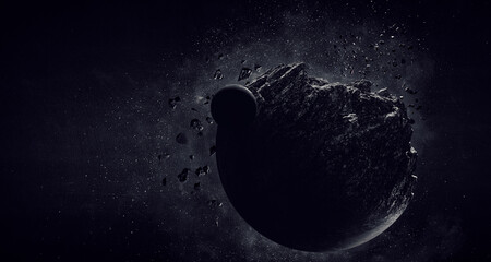 Image of outer space. Disaster theme.