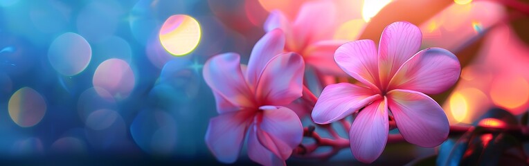 A beautiful plumeria flowers blooming with a softly.