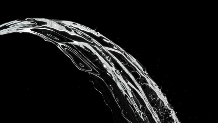 Obraz premium Closeup Pouring Water Liquid isolated on Black color background. 3D Render.