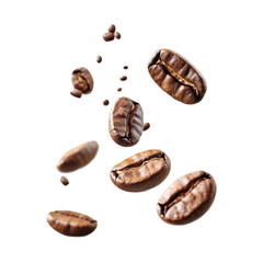 Coffee beans isolated on transparent background.