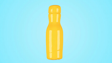 Fototapeta premium illustration of a orange juice bottle isolate on blue background. 3D Render.