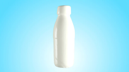 Closeup Milk bottle isolated on blue background. 3D Render.